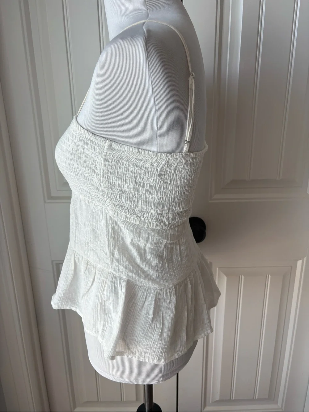 Timing Cream Smocked Ruffle Tank Top - Picture 4 of 5